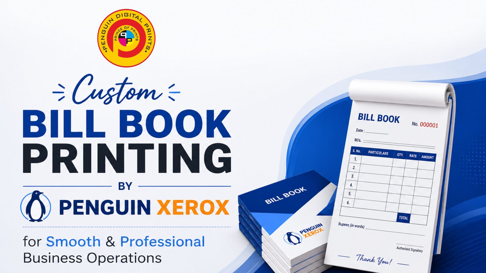 Custom Bill Book Printing by Penguin Digital Prints for Smooth & Professional Business Operations