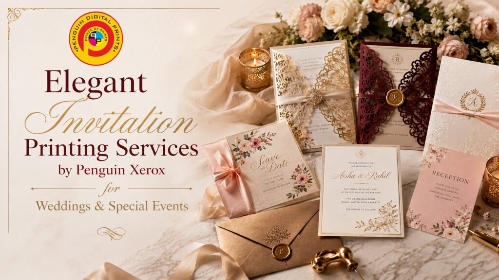 Elegant Invitation Printing Services by Penguin Digital Prints for Weddings & Special Events