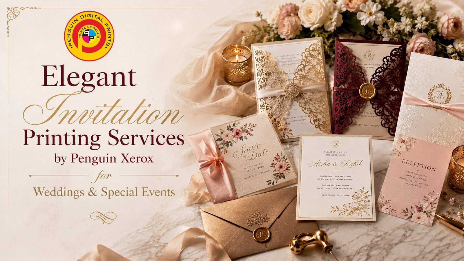 Elegant Invitation Printing Services by Penguin Xerox for Weddings & Special Events