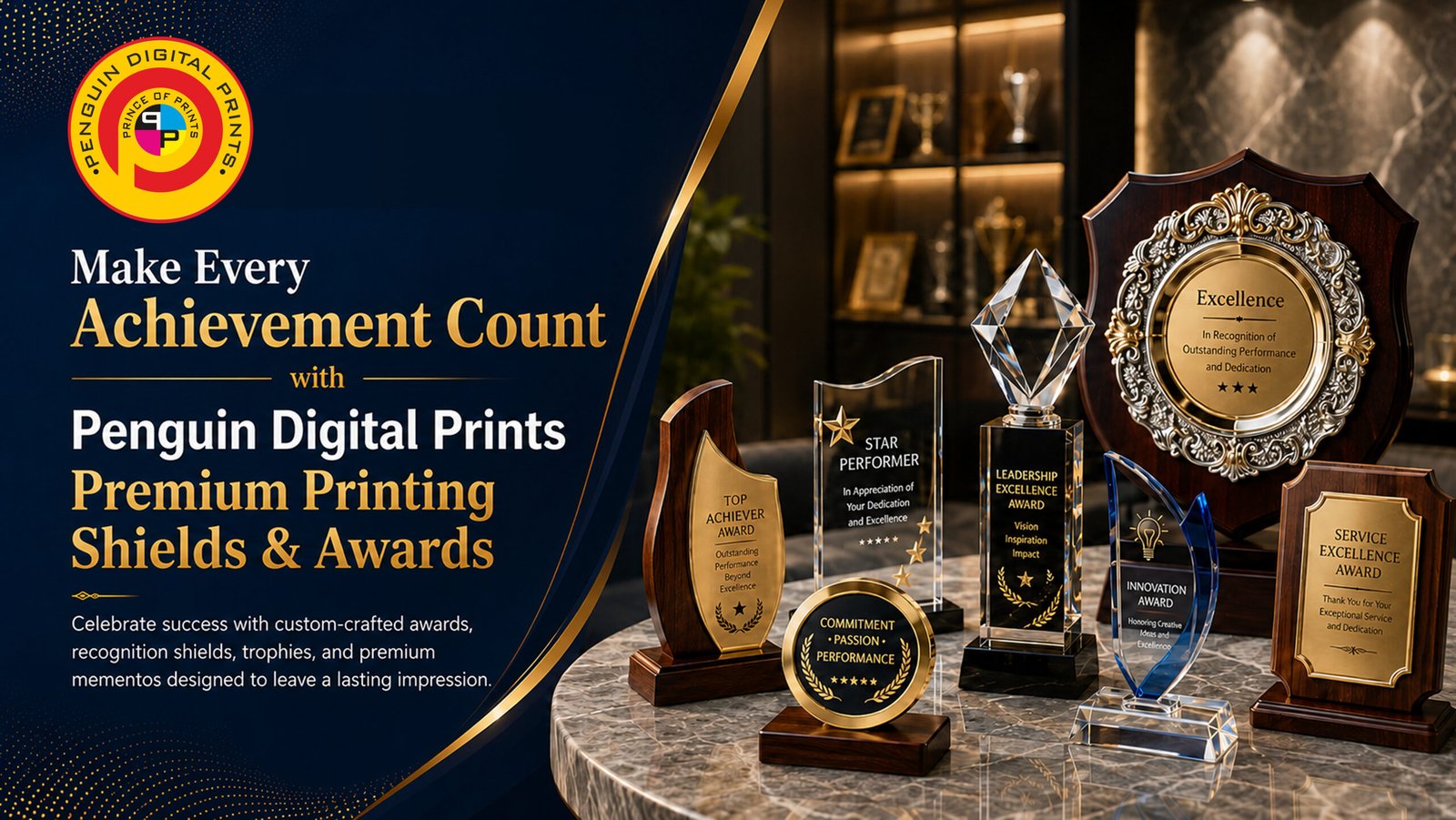Make Every Achievement Count with Penguin Digital Prints Premium Printing Shields & Awards