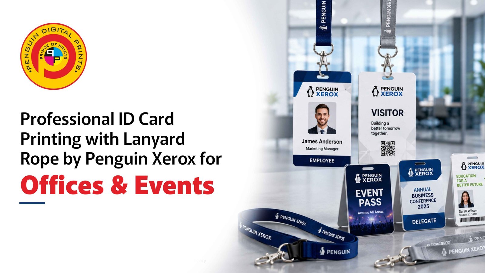 Professional ID Card Printing with Lanyard Rope by Penguin Digital Prints for Offices & Events